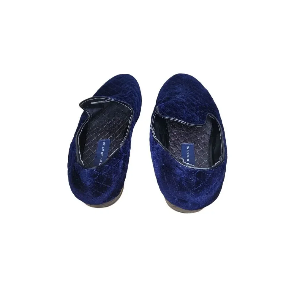 Giorgio Brutini Loafers Men Sz 9 M Blue Velvet Low Heel Designer Workwear‎